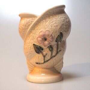 Hull Art "Fish Mouth" Ceramic Vase with Painted Flower